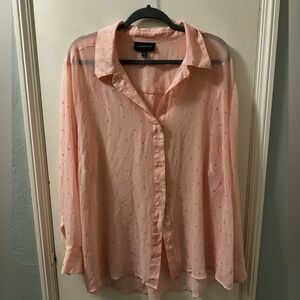 Lane Bryant Sheer Pink/Gold dotted blouse